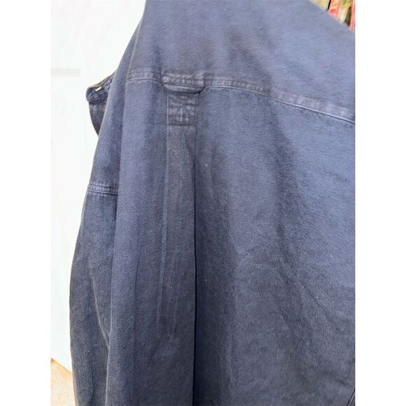 Y2K Anchor Blue Men's XL Denim Button-Up Shirt Dark Wash Long Sleeve - Picture 9 of 10